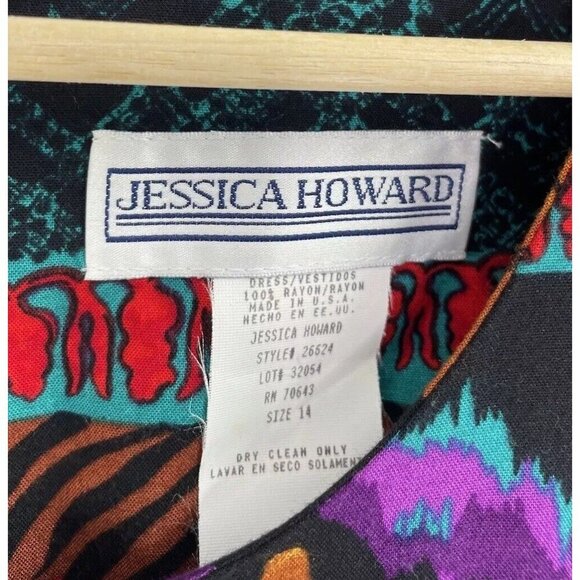 Vintage 90s‎ Deadstock Tiger Boho Print Short Sleeve Wrap Skirt Maxi Dress 14 - Picture 8 of 16